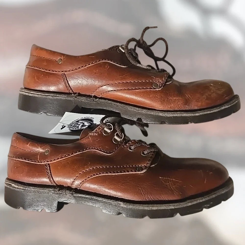 VTG 80s 90s Clarks Men 10 (Fits 11) Brown‎ Leather Low Top Loafer Boots Portugal